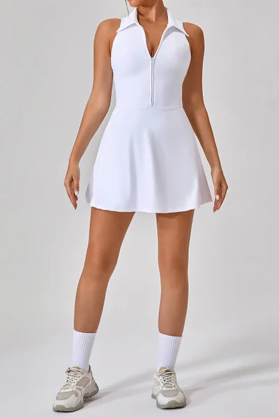 SVL Padel & Tennis Dress with Built-In Bra & Shorts - White - SVL